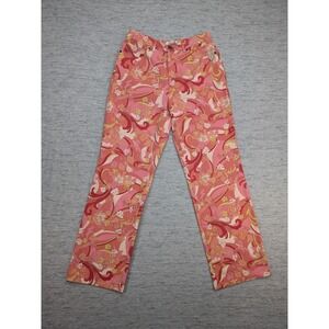 Vintage Talbots Retro Floral Pants 6 Stretch‎ Flare Art to Wear Colorful Travel